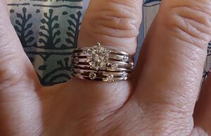 2 Ct. Sterling Silver/Platinum "Constellations" Bridal Wedding Ring Set Sz 8